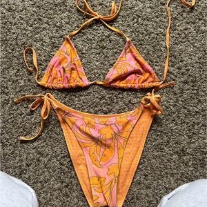 Target Orange and Pink Floral Tie Bikini